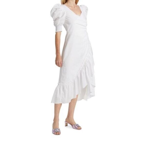 Cinq a Sept White Ruffle Willa Dress size 12